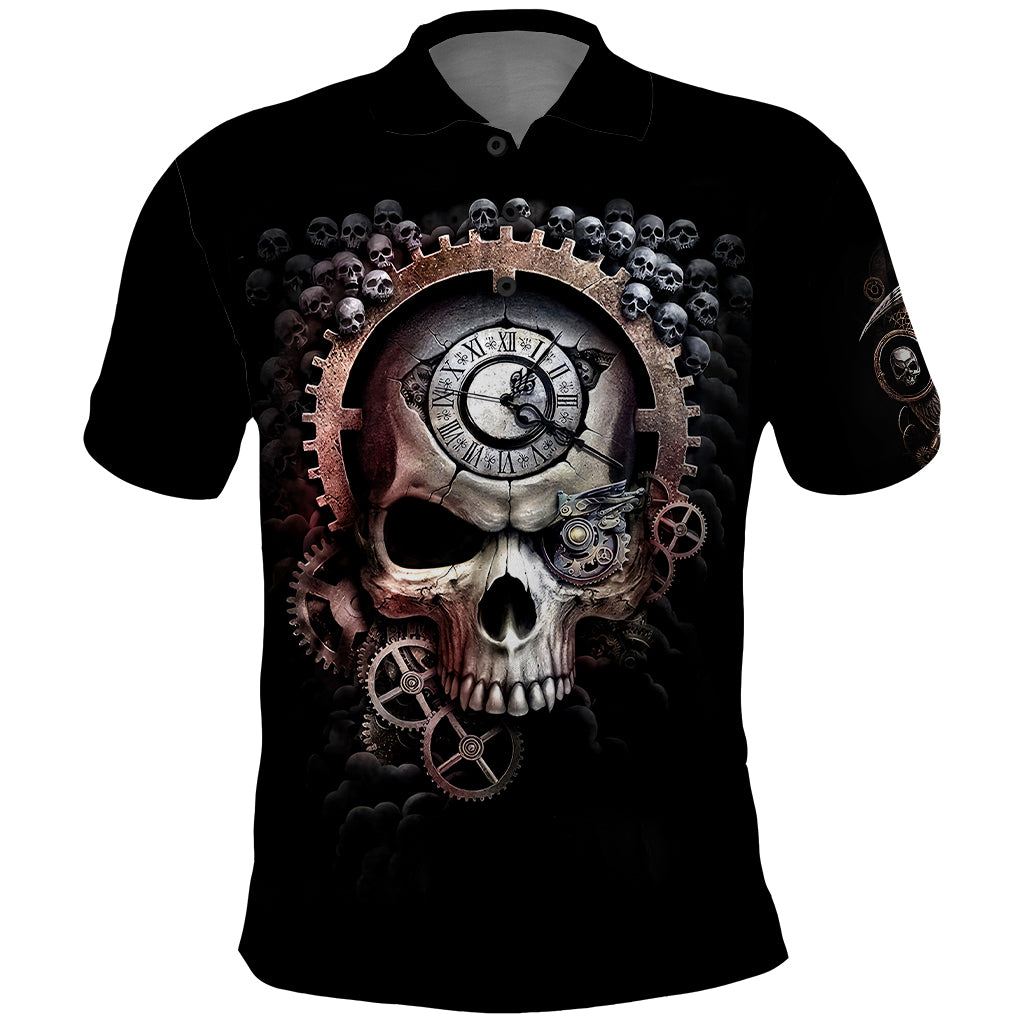 Skull Polo Shirt Skull Grim Time Reaper - Wonder Print Shop