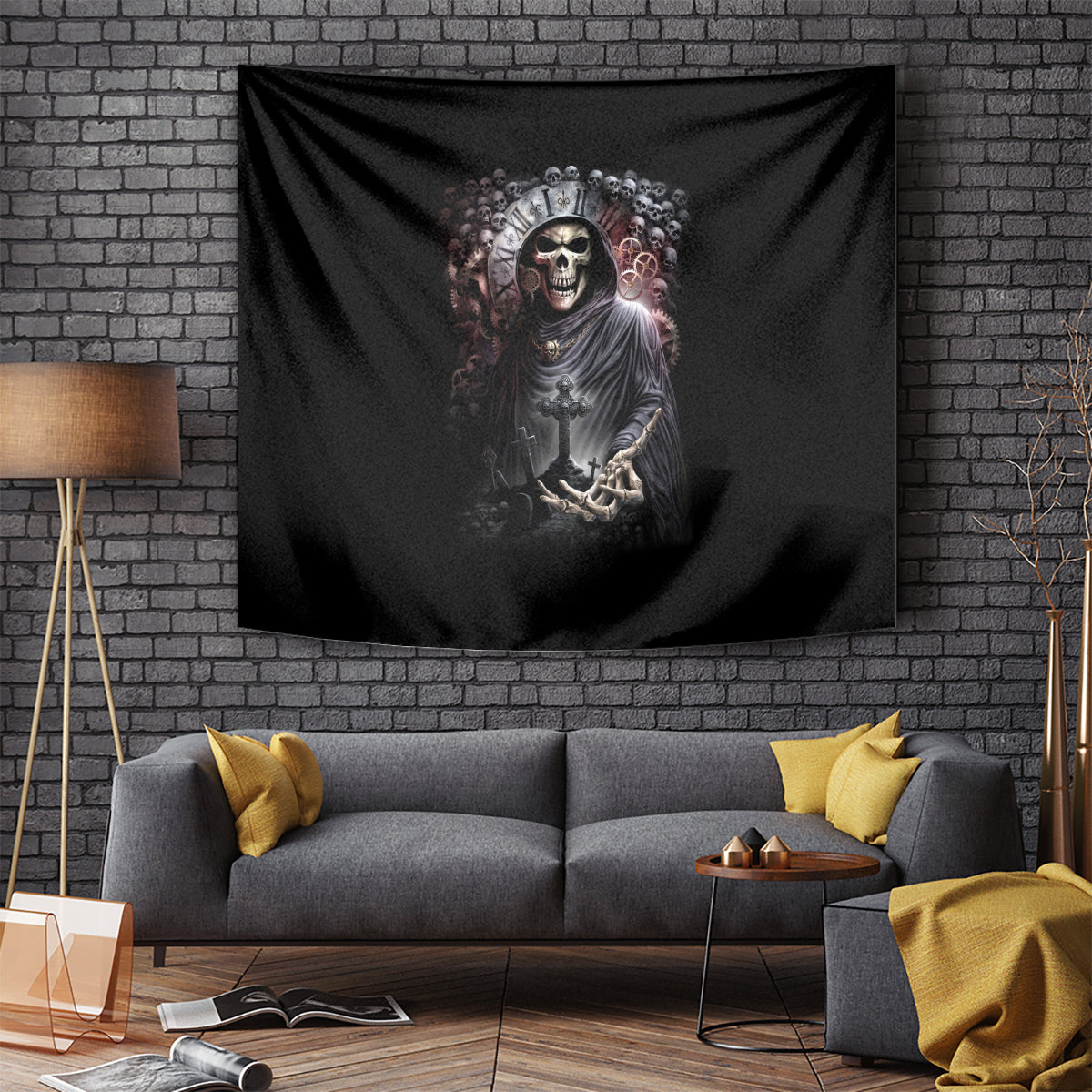 skull-tapestry-skull-grim-time-reaper