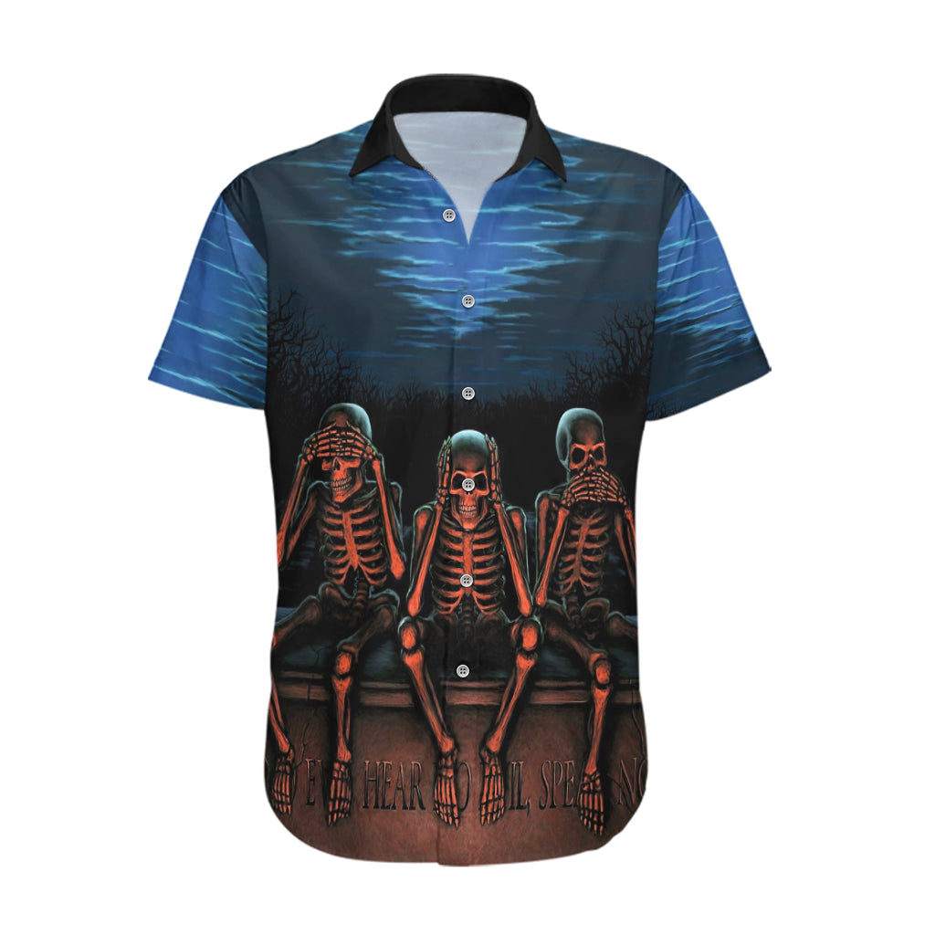 Skull Hawaiian Shirt Three Skeleton No See No Speak No Hear - Wonder Print Shop