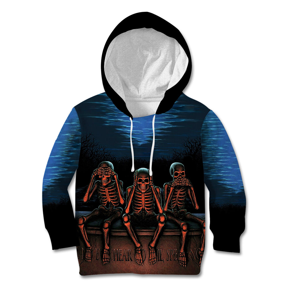 Skull Kid Hoodie Three Skeleton No See No Speak No Hear - Wonder Print Shop