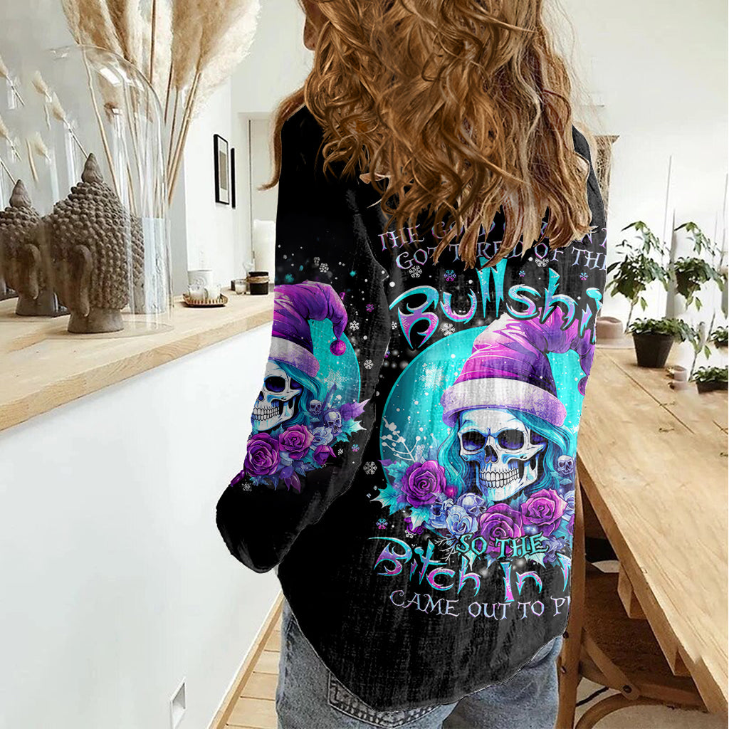 skull-witch-santa-women-casual-shirt-the-good-girl-in-me-got-tired-so-bitch-in-me-came-out