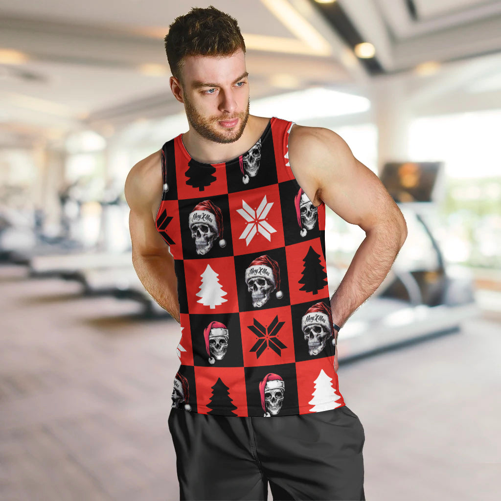 Skull Santa Men Tank Top Pattern Skull Santa Ugly Christmas - Wonder Print Shop