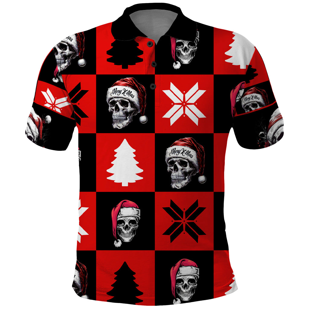 Skull Santa Polo Shirt Pattern Skull Santa Ugly Christmas - Wonder Print Shop