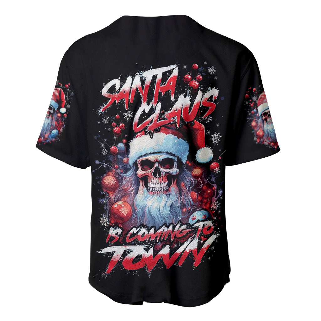 Skull Santa Claus Baseball Jersey Santa Claus Is Coming To Town - Wonder Print Shop