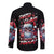 Skull Santa Claus Long Sleeve Button Shirt Santa Claus Is Coming To Town - Wonder Print Shop