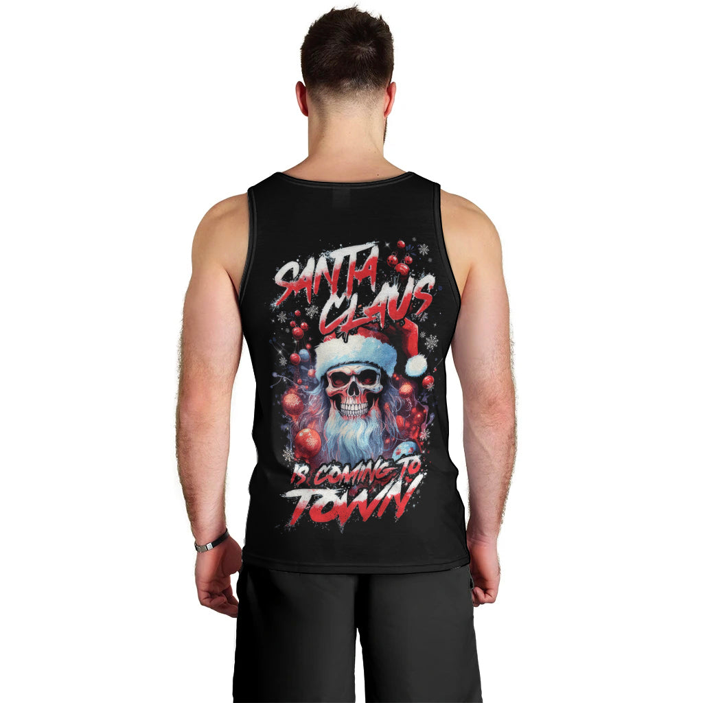 Skull Santa Claus Men Tank Top Santa Claus Is Coming To Town - Wonder Print Shop