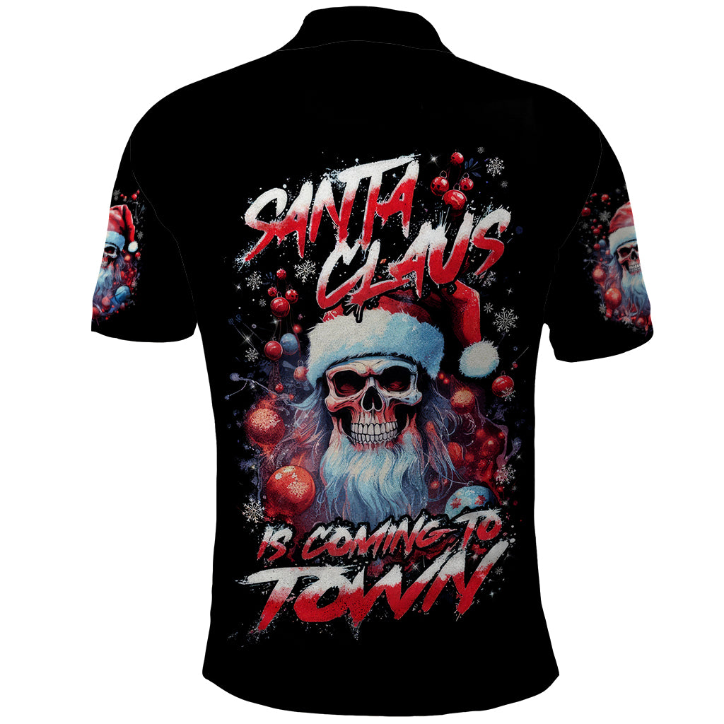 Skull Santa Claus Polo Shirt Santa Claus Is Coming To Town - Wonder Print Shop