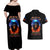 Flame Skull Couples Matching Off Shoulder Maxi Dress and Hawaiian Shirt When I Was Born The Devil Said Competition - Wonder Print Shop