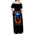 Flame Skull Family Matching Off Shoulder Maxi Dress and Hawaiian Shirt When I Was Born The Devil Said Competition - Wonder Print Shop