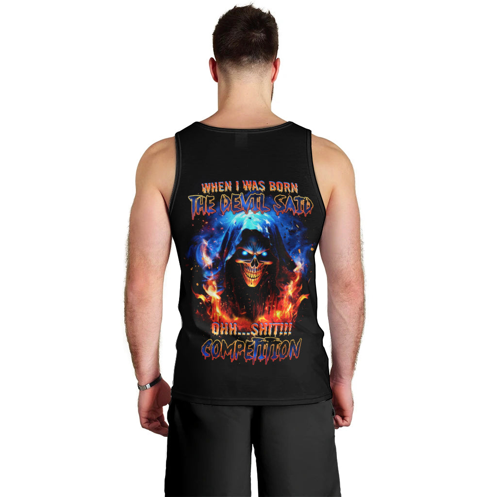 Flame Skull Men Tank Top When I Was Born The Devil Said Competition - Wonder Print Shop