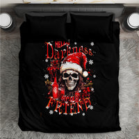 Black bedding set with red skull Santa graphic on duvet and two pillowcases