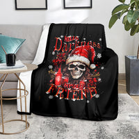 Black skull Santa Claus blanket with red Hello Darkness My Old Friend text