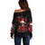 Skull Santa Claus Off Shoulder Sweater Hello Darkness My Old Friend - Wonder Print Shop