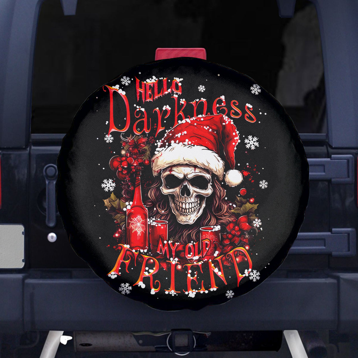 Skull Santa Claus Spare Tire Cover Hello Darkness My Old Friend - Wonder Print Shop