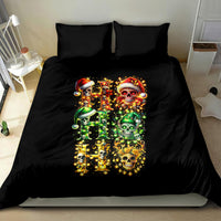 Black bedding set with large sugar skull Santa duvet print and two pillowcases