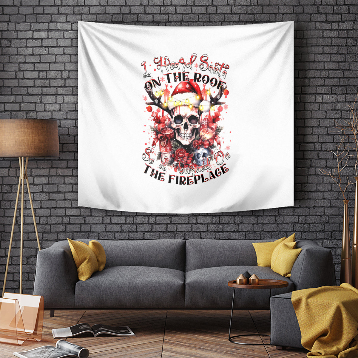 skull-santa-claus-tapestry-i-heard-santa-on-the-roof-so-i-turned-on-fireplace