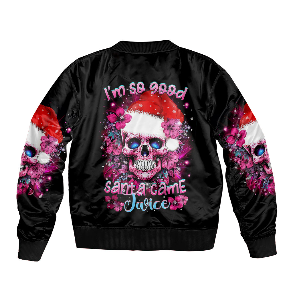 Skull Santa Claus Sleeve Zip Bomber Jacket I'm So Good Santa Came Juice - Wonder Print Shop