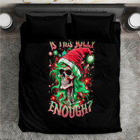 Black kids duvet bedding set with skull Santa girl graphic and 2 pillowcases