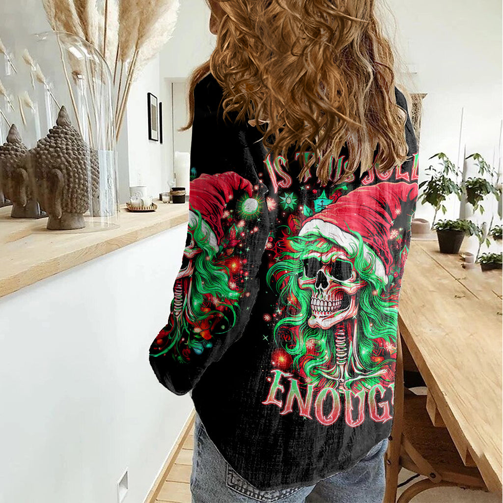 skull-santa-girl-women-casual-shirt-is-this-jolly-enough