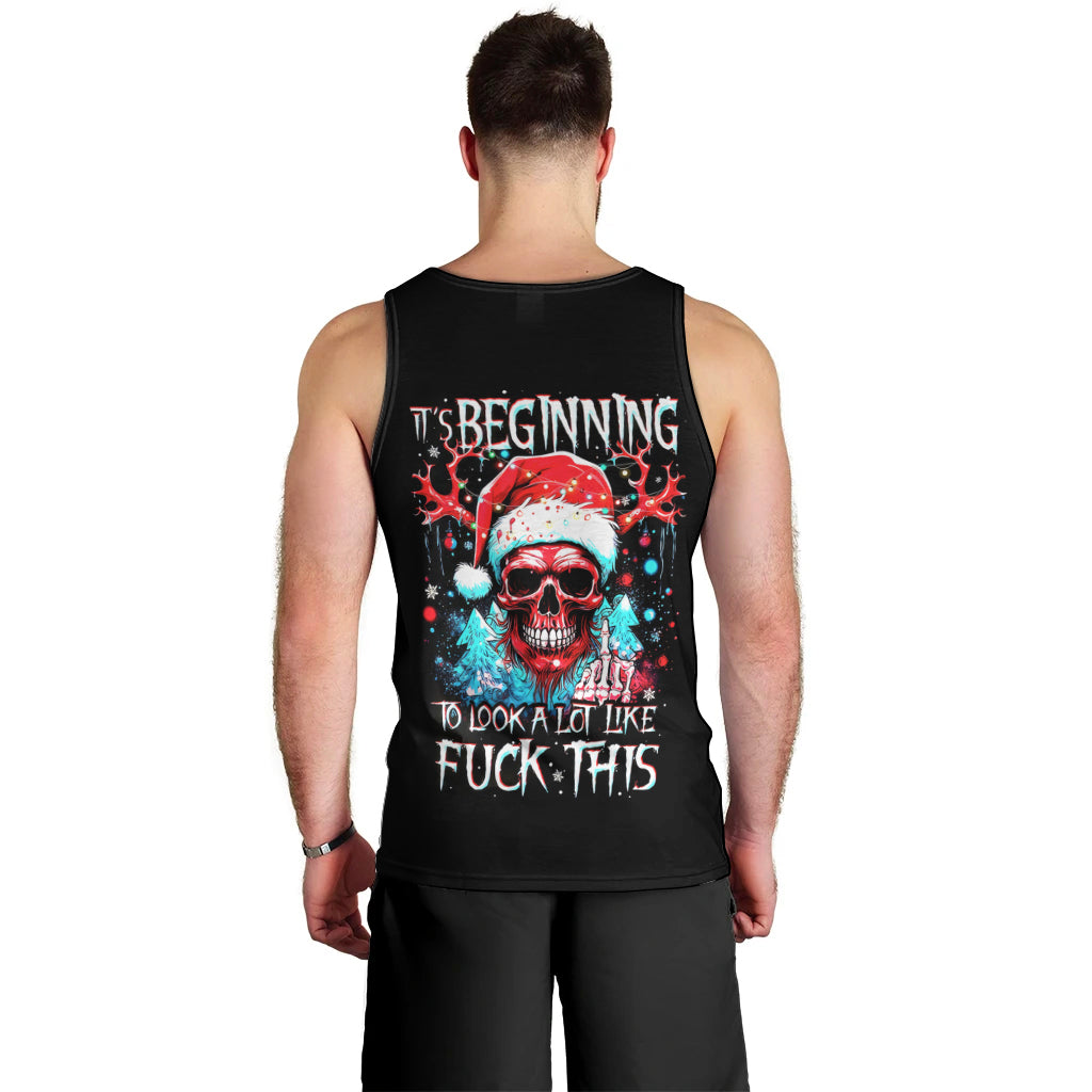 Skull Santa Claus Men Tank Top It's Beginning To Look A Lot Like Fuck This - Wonder Print Shop