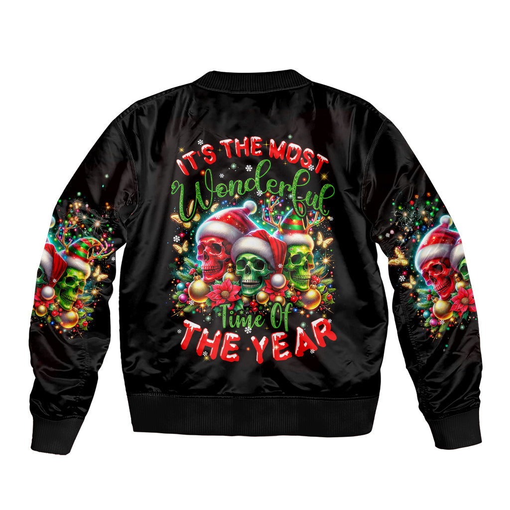 Skull Santa Claus Bomber Jacket It's The Most Time Of The Year - Wonder Print Shop