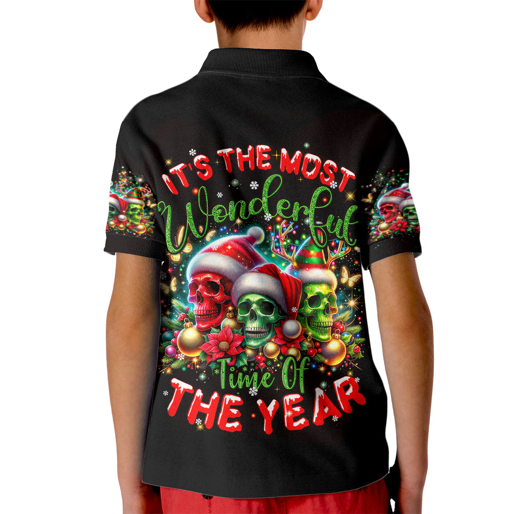 Skull Santa Claus Kid Polo Shirt It's The Most Time Of The Year - Wonder Print Shop