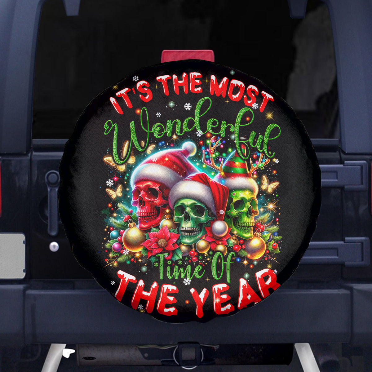 Skull Santa Claus Spare Tire Cover It's The Most Time Of The Year - Wonder Print Shop