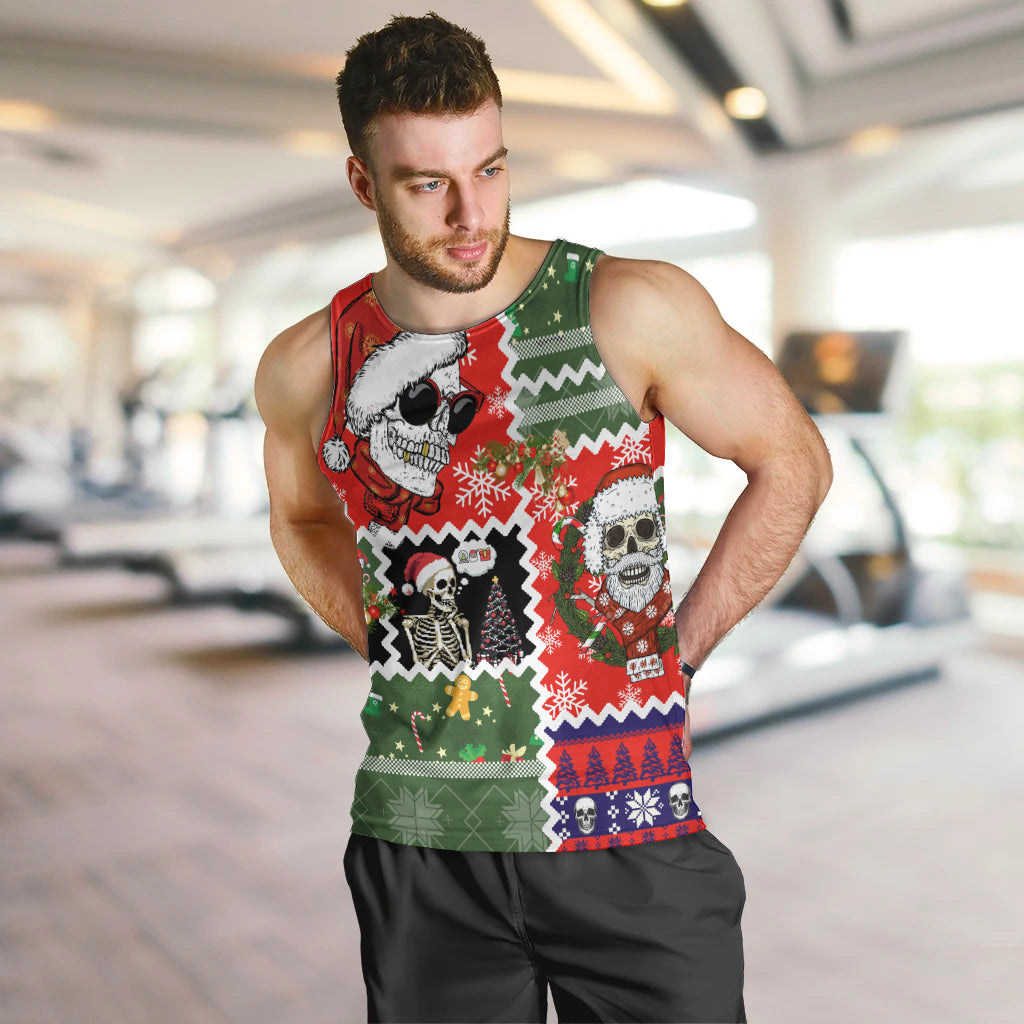 Skeleton Santa Claus Men Tank Top Moodboard Skull Ugly Christmas - Wonder Print Shop