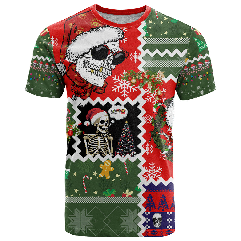 Skeleton Santa Claus T Shirt Moodboard Skull Ugly Christmas - Wonder Print Shop