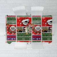 Christmas tablecloth with red and green patchwork skull Santa motif