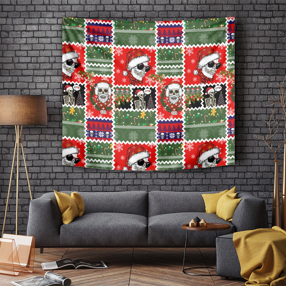 skeleton-santa-claus-tapestry-moodboard-skull-ugly-christmas