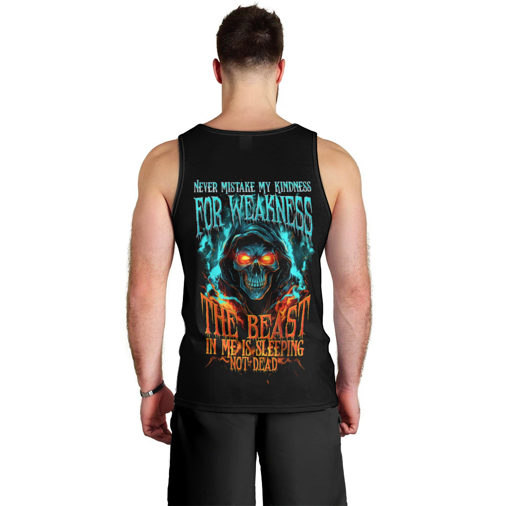 Flame Skull Men Tank Top Never Mistake My Kindness For Weakness The Beast In Me Is Sleeping Noe Dead - Wonder Print Shop