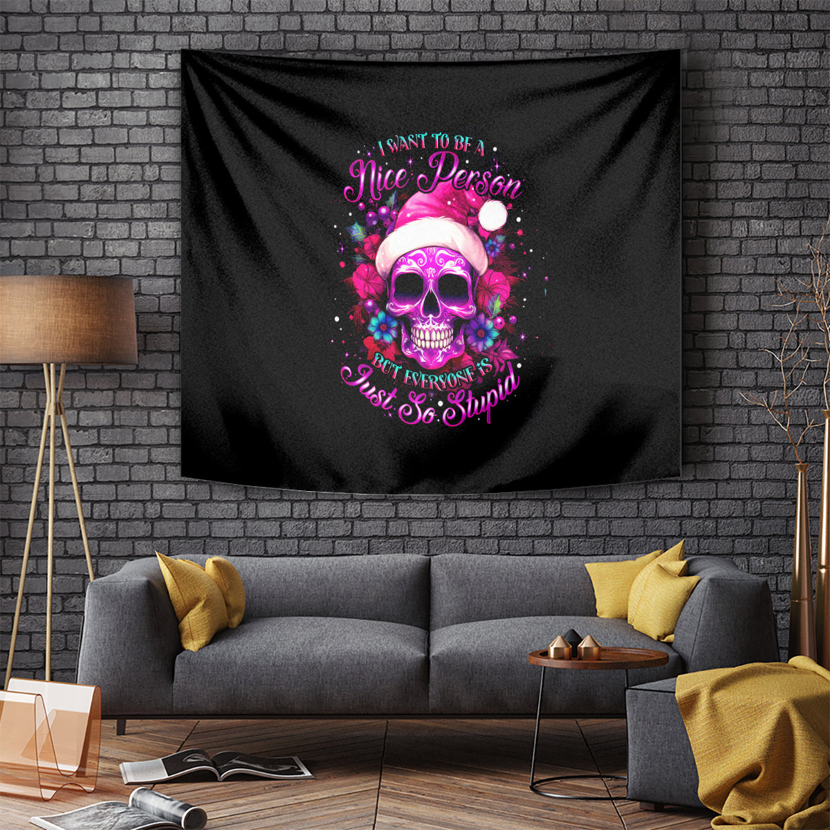 sugar-skull-santa-tapestry-i-want-to-be-a-nice-person-but-everyone-is-just-so-stupid