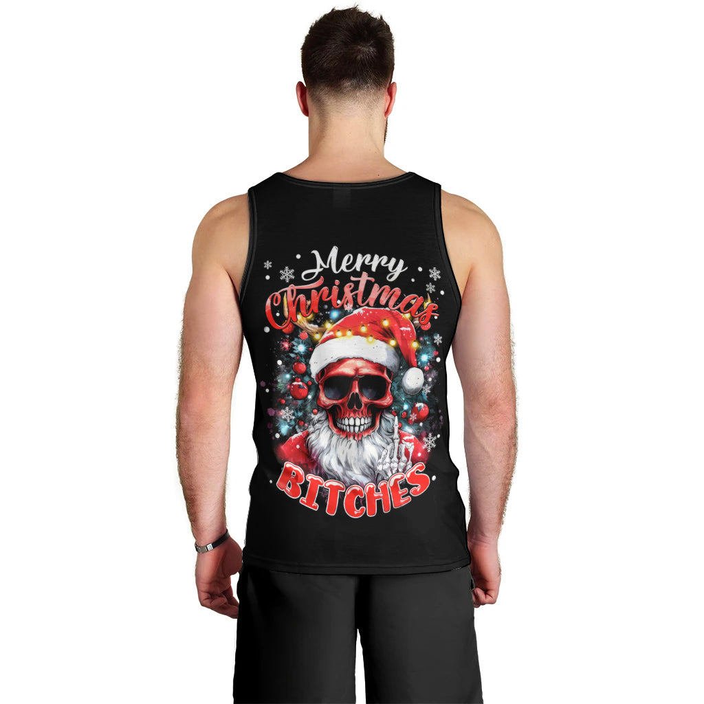 Skeleton Santa Claus Men Tank Top Merry Christmas Bitches - Wonder Print Shop