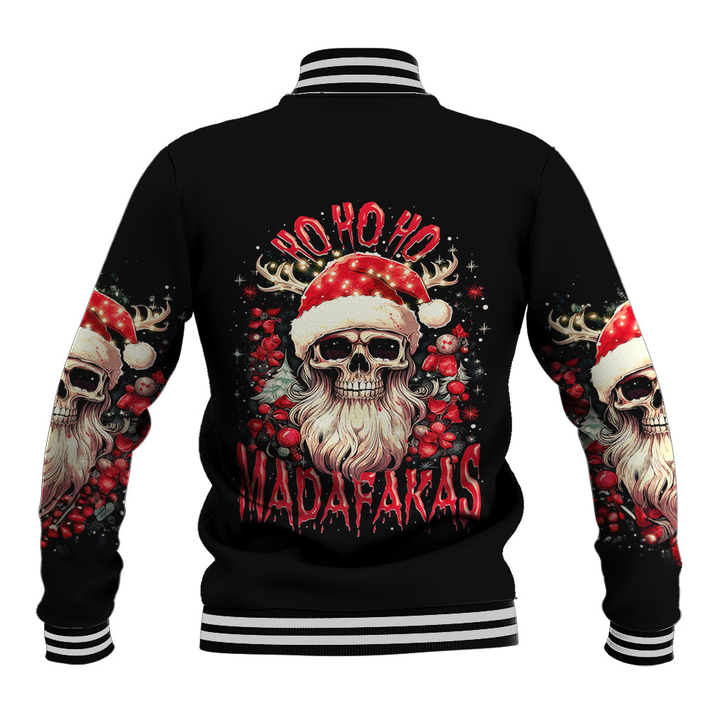 Skull Santa Claus Baseball Jacket Ho Ho Ho Madafakas - Wonder Print Shop