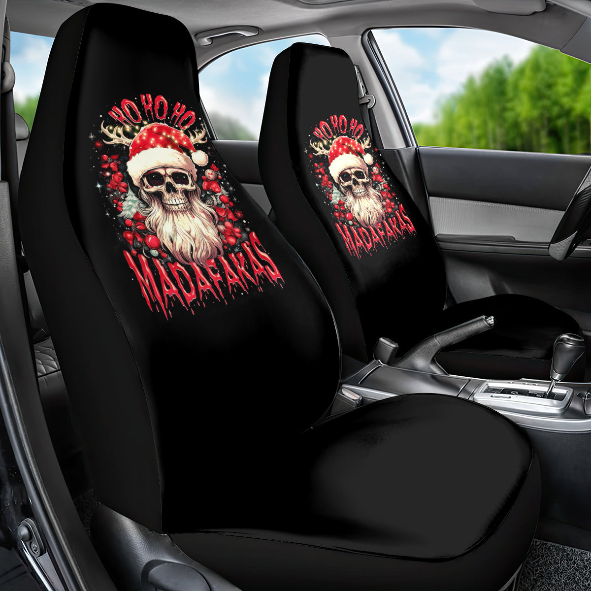 Skull Santa Claus Car Seat Cover Ho Ho Ho Madafakas - Wonder Print Shop