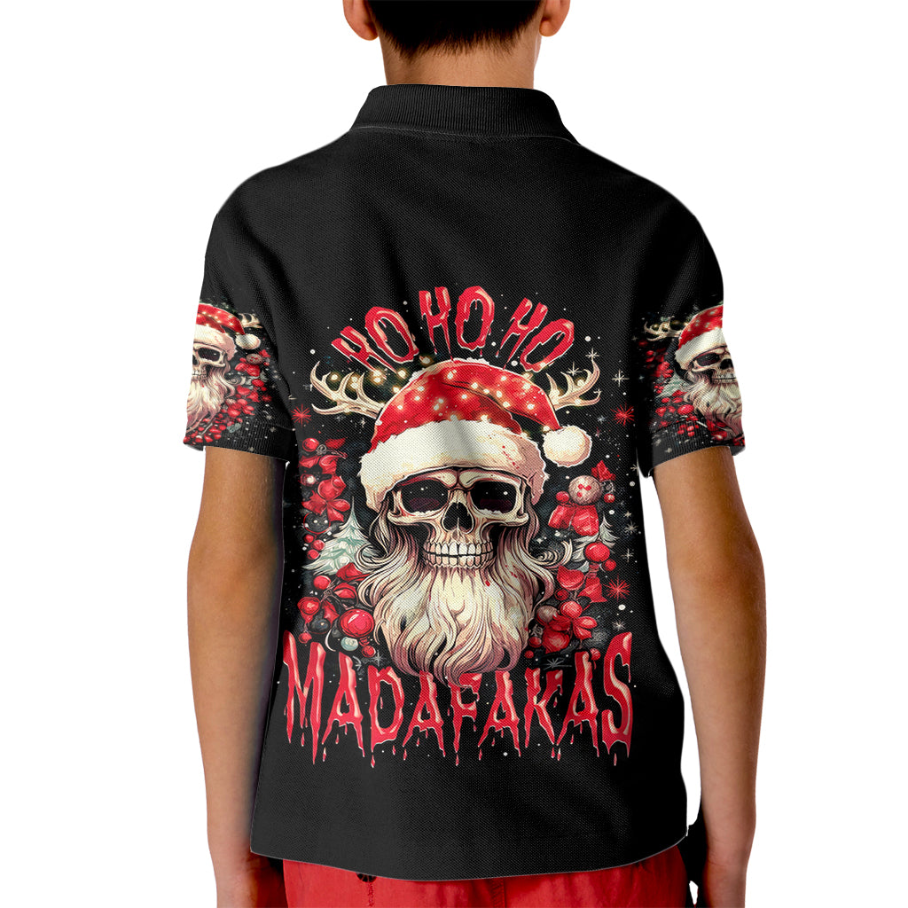 Skull Santa Claus Kid Polo Shirt Ho Ho Ho Madafakas - Wonder Print Shop