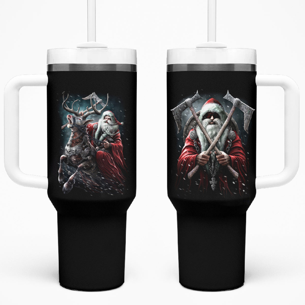 Viking Santa Claus Tumbler With Handle Vahalla Santa Clau Coming