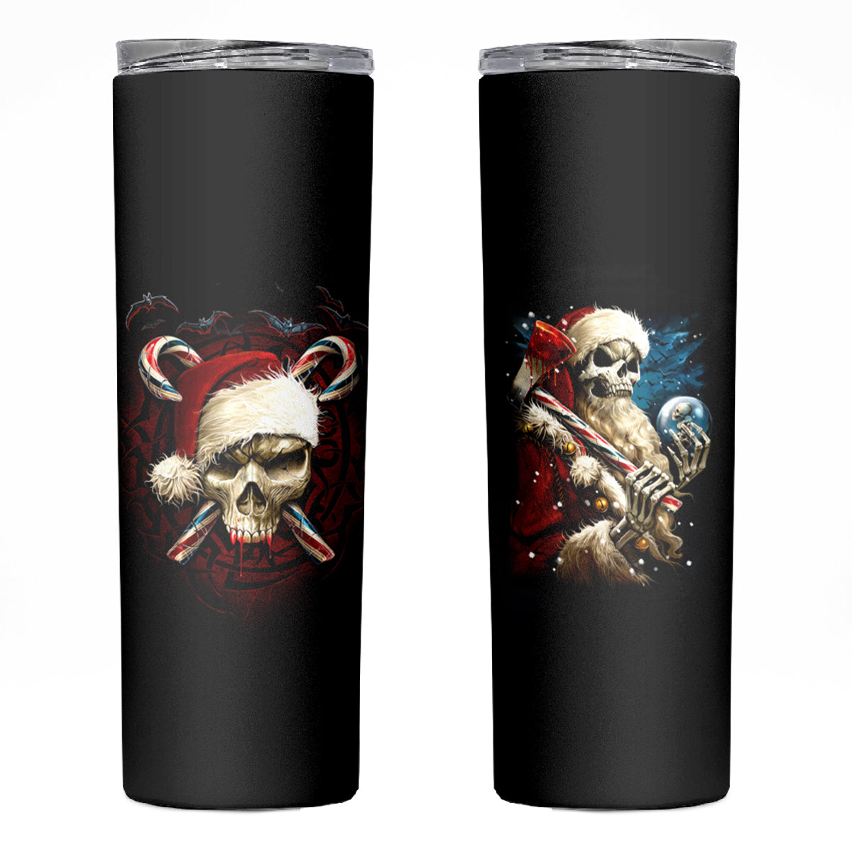 Skeleton Santa Claus Skinny Tumbler Santa Claus Is Coming To Town