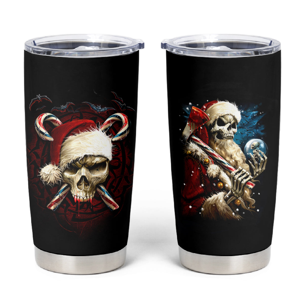 Skeleton Santa Claus Tumbler Cup Santa Claus Is Coming To Town