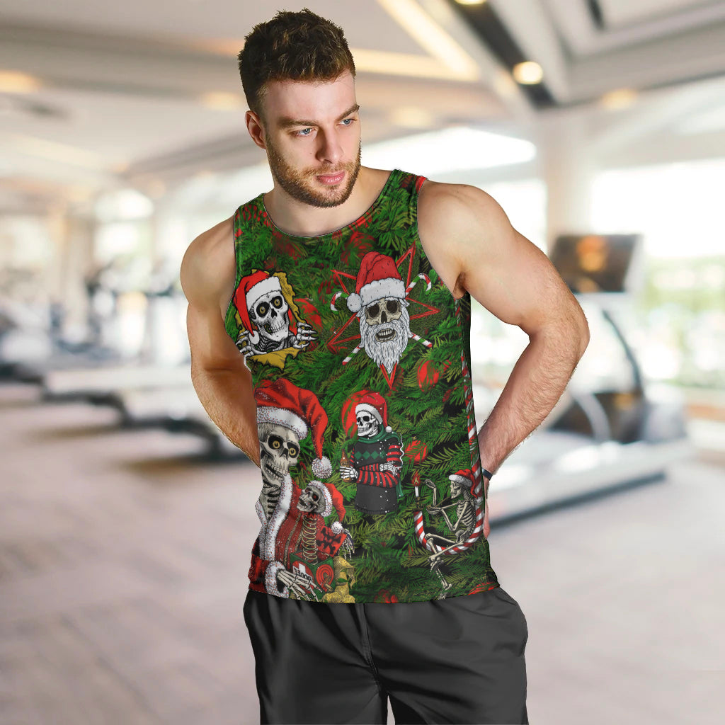 Skeleton Santa Claus Men Tank Top Multi Skeleton Santa Pattern Ugly Christmas - Wonder Print Shop