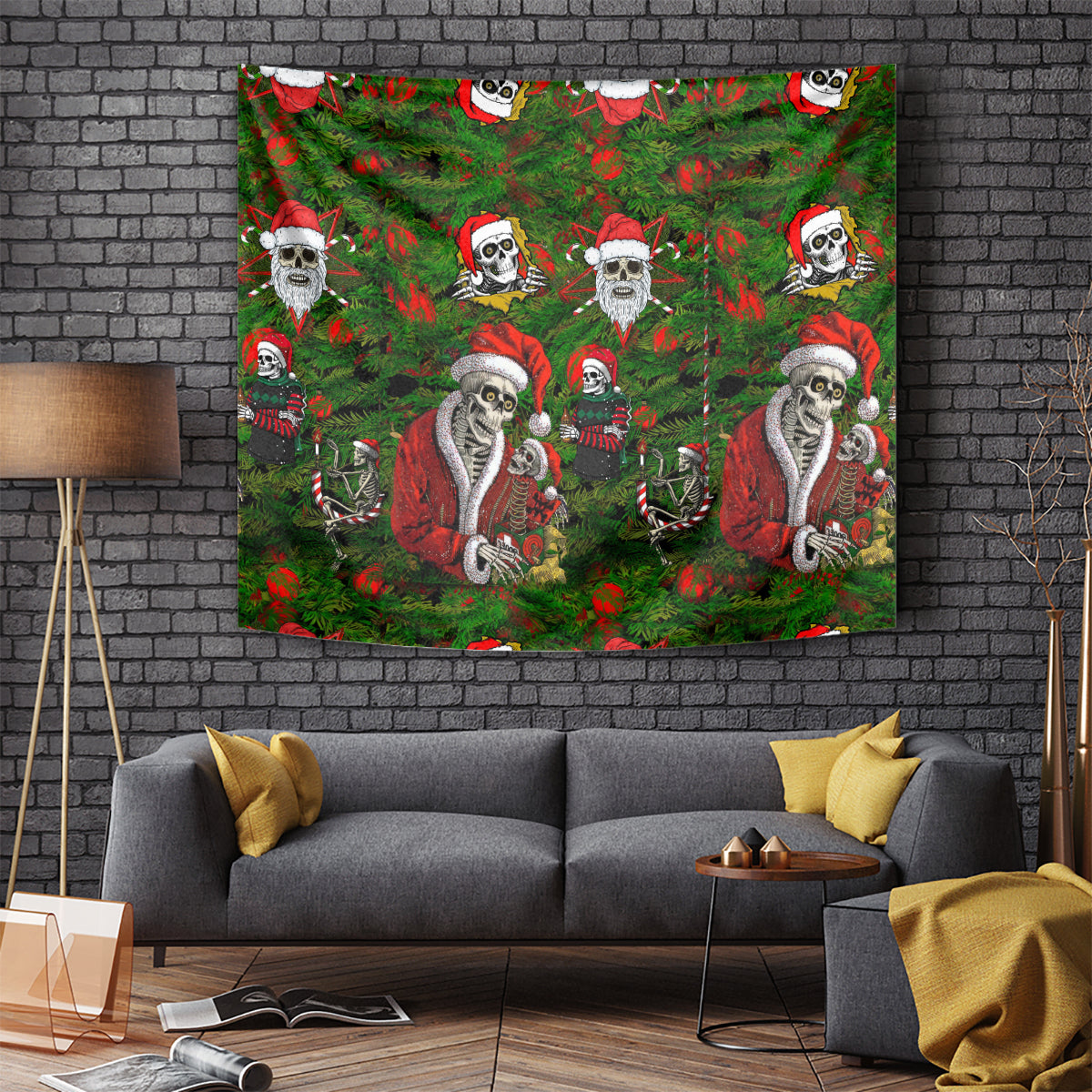 skeleton-santa-claus-tapestry-multi-skeleton-santa-pattern-ugly-christmas