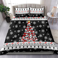 Black Christmas bedding set with snowflake pattern, red-and-white skull tree, and festive border