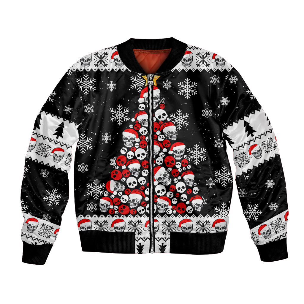 Skull Santa Bomber Jacket Tree Skull Santa Ugly Christmas - Wonder Print Shop