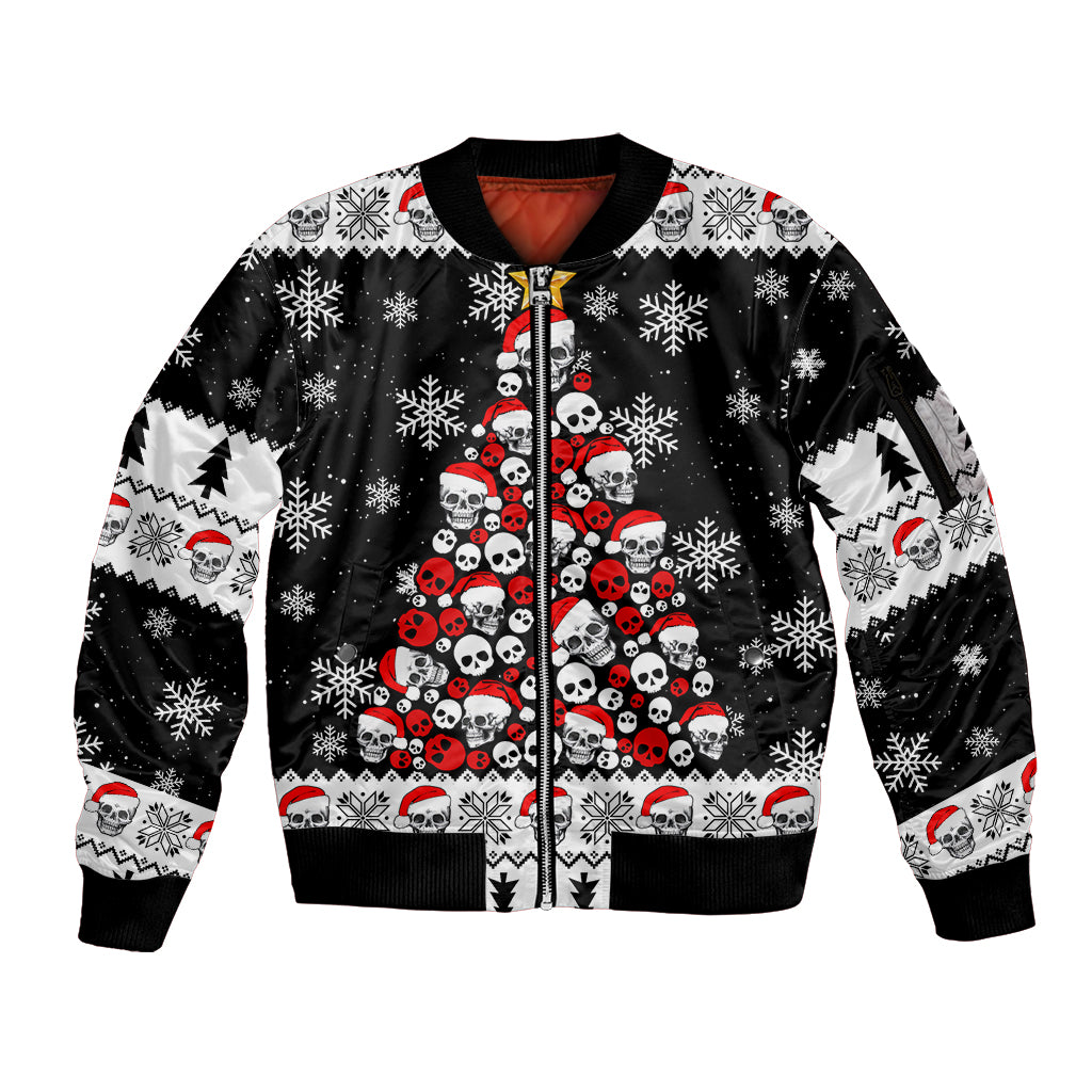 Skull Santa Sleeve Zip Bomber Jacket Tree Skull Santa Ugly Christmas - Wonder Print Shop