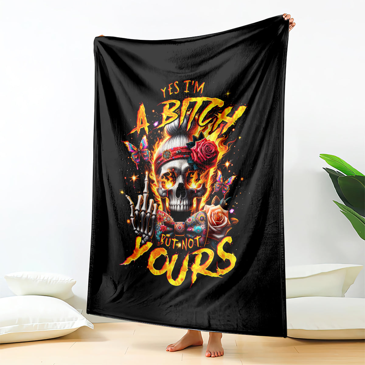 lady-skull-blanket-yes-im-a-bitch-but-not-yours