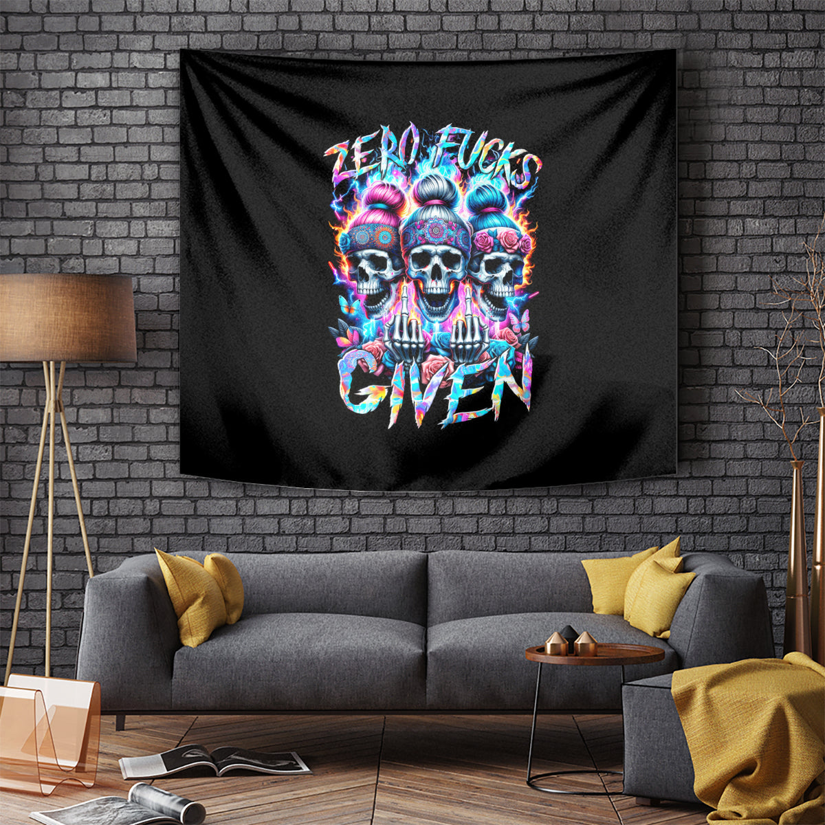 lady-skull-tapestry-zero-fucks-given