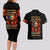 Fire Skull Couples Matching Long Sleeve Bodycon Dress and Hawaiian Shirt My Demon Hide Inside My Head - Wonder Print Shop