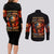 Fire Skull Couples Matching Long Sleeve Bodycon Dress and Long Sleeve Button Shirts My Demon Hide Inside My Head - Wonder Print Shop