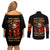 Fire Skull Couples Matching Off Shoulder Short Dress and Long Sleeve Button Shirts My Demon Hide Inside My Head - Wonder Print Shop